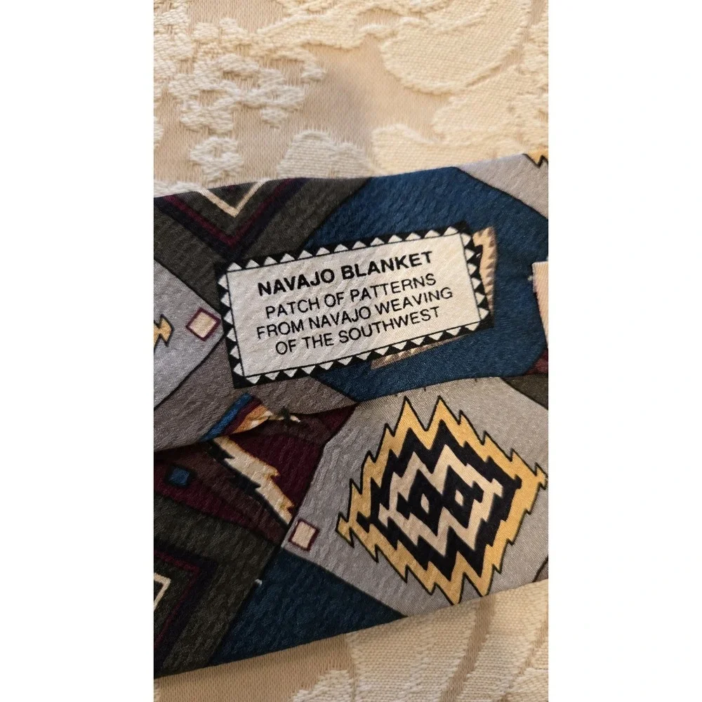 Vintage Save The Children Silk Tie Navajo Blanket‎ Southwest Geometric